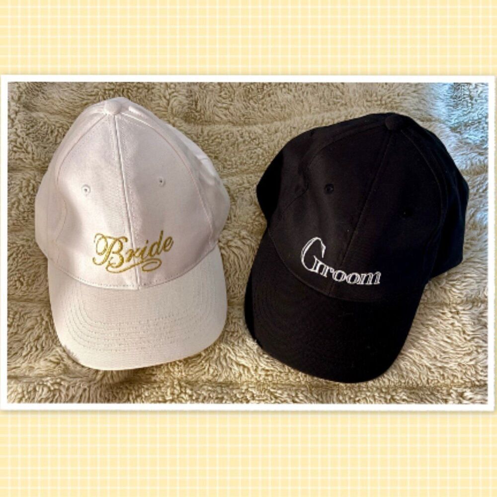 Bride and Groom Hat Set - White and Black